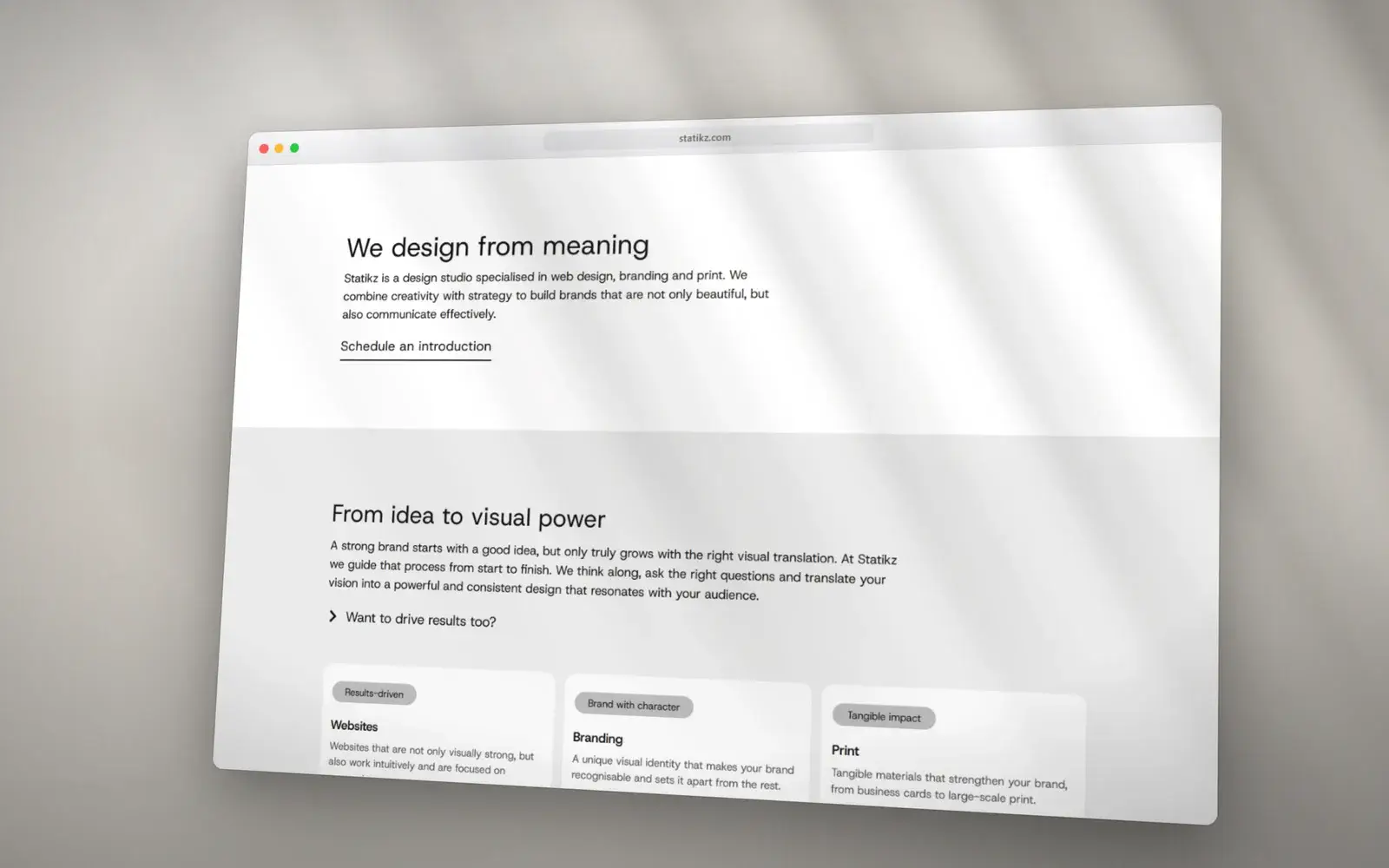 Blok We design from meaning en de diensten van Statikz in een browservenster